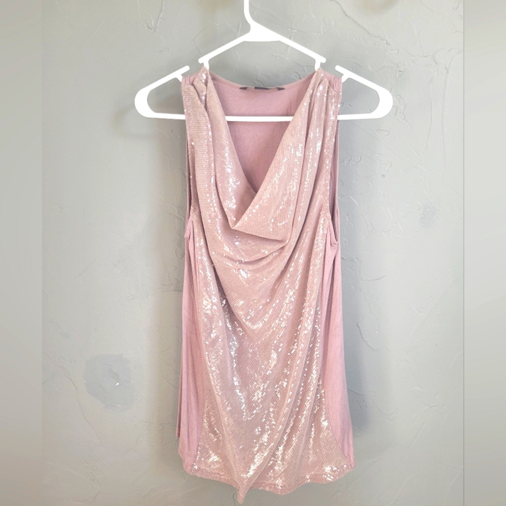 A/X Sequin Cowl Neck Sleeveless Top - Taupe